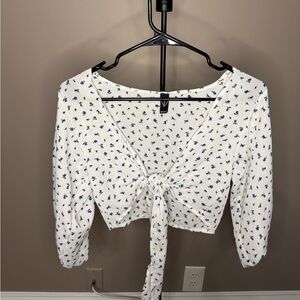 Windsor White Floral Tie-Front Blouse